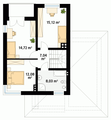 Проект двухэтажного дома второй этаж