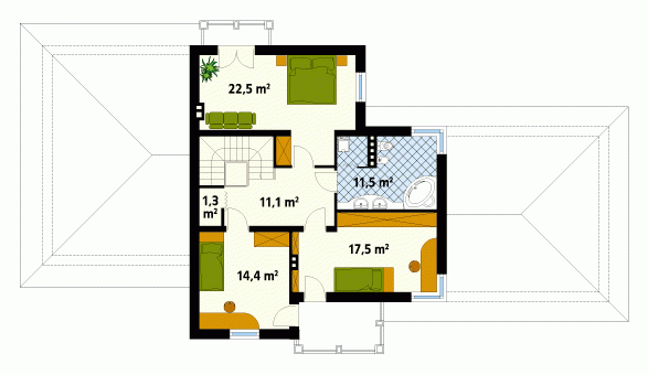 Проект двухэтажного дома второй этаж